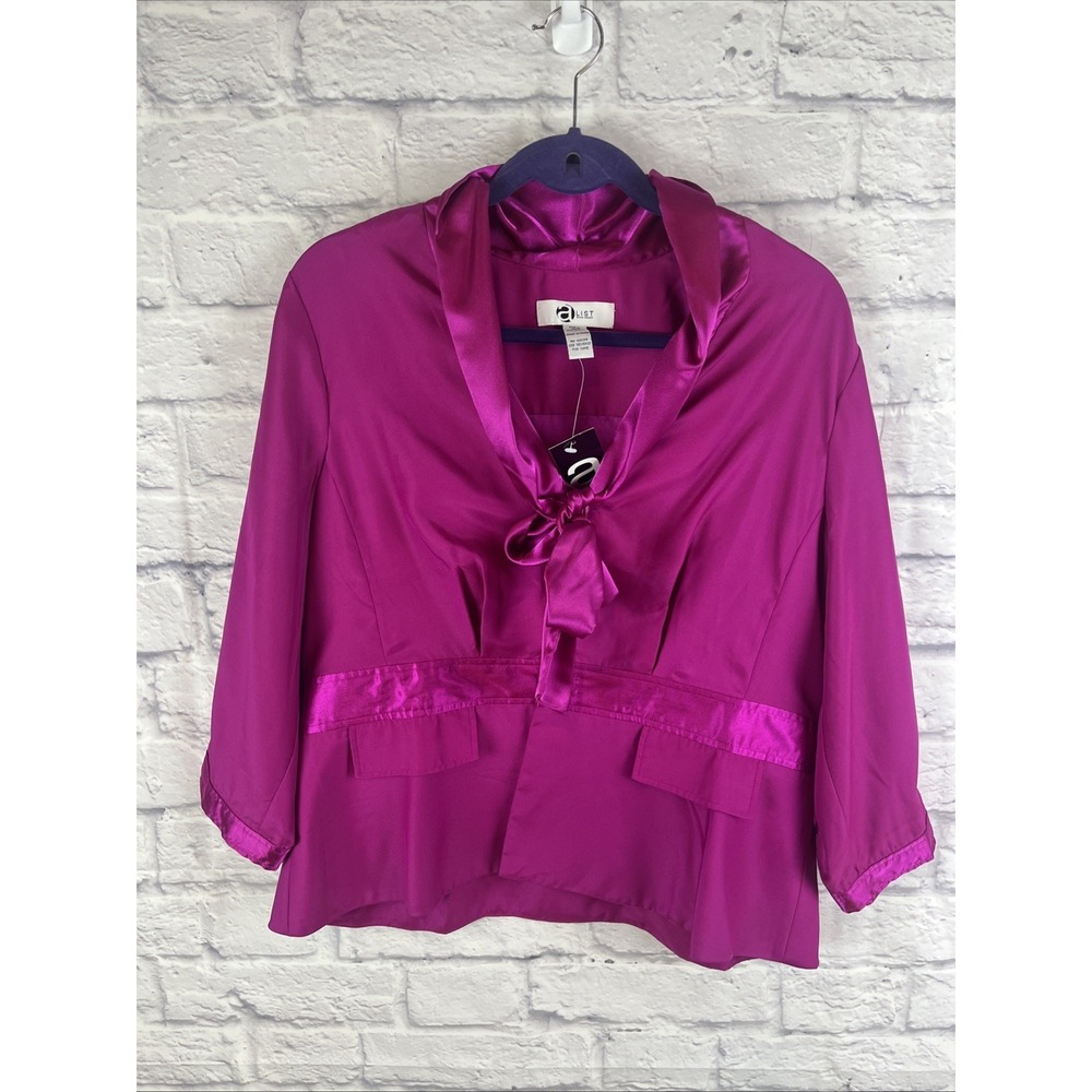 Alvin Valley A List NWT Feminine Preppy Academia Chic Bold Tie Blouse Size XL